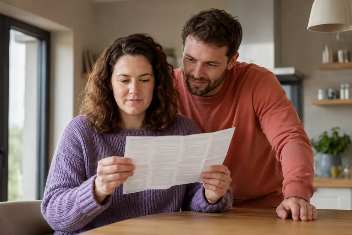 Žena s partnerem studuje informační materiál k léčbě